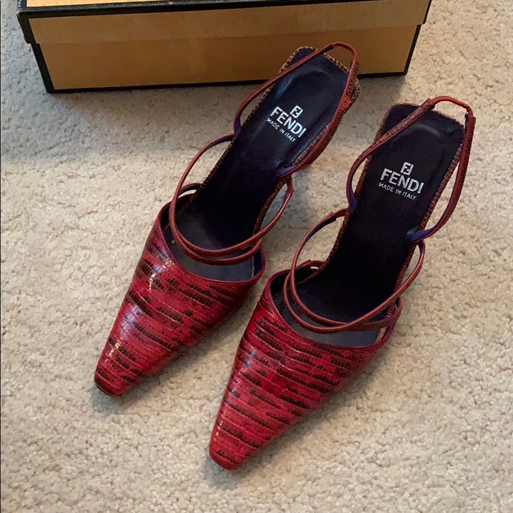 Fendi Tejus Red Sling Pump